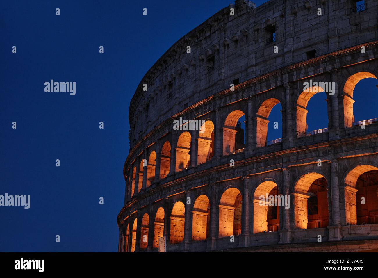 Rome, Italy - November 4 2023: The Colosseum, Architectural wonder of Roman Empire (Colosseo), Night view Stock Photo