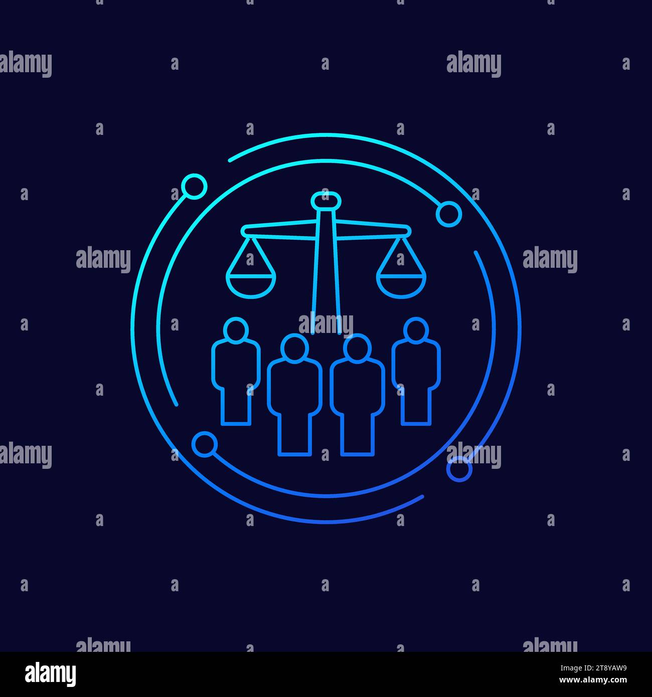class action icon, collective legal case line art Stock Vector