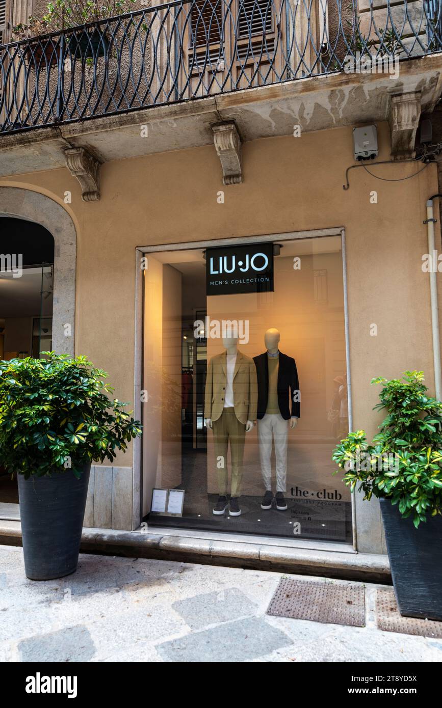 Marsala, Italy - May 11, 2023: Display of a Liujo or Liu Jo, luxury clothing store on a shopping street in Marsala, Trapani, Sicily, Italy Stock Photo