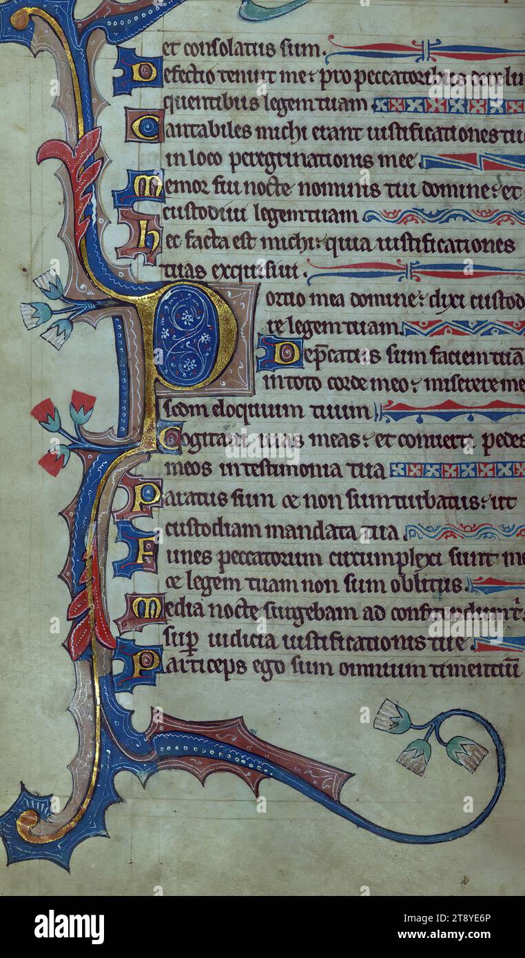 Touke Psalter, Initial 'P', This thirteenth-century Psalter was made in ...