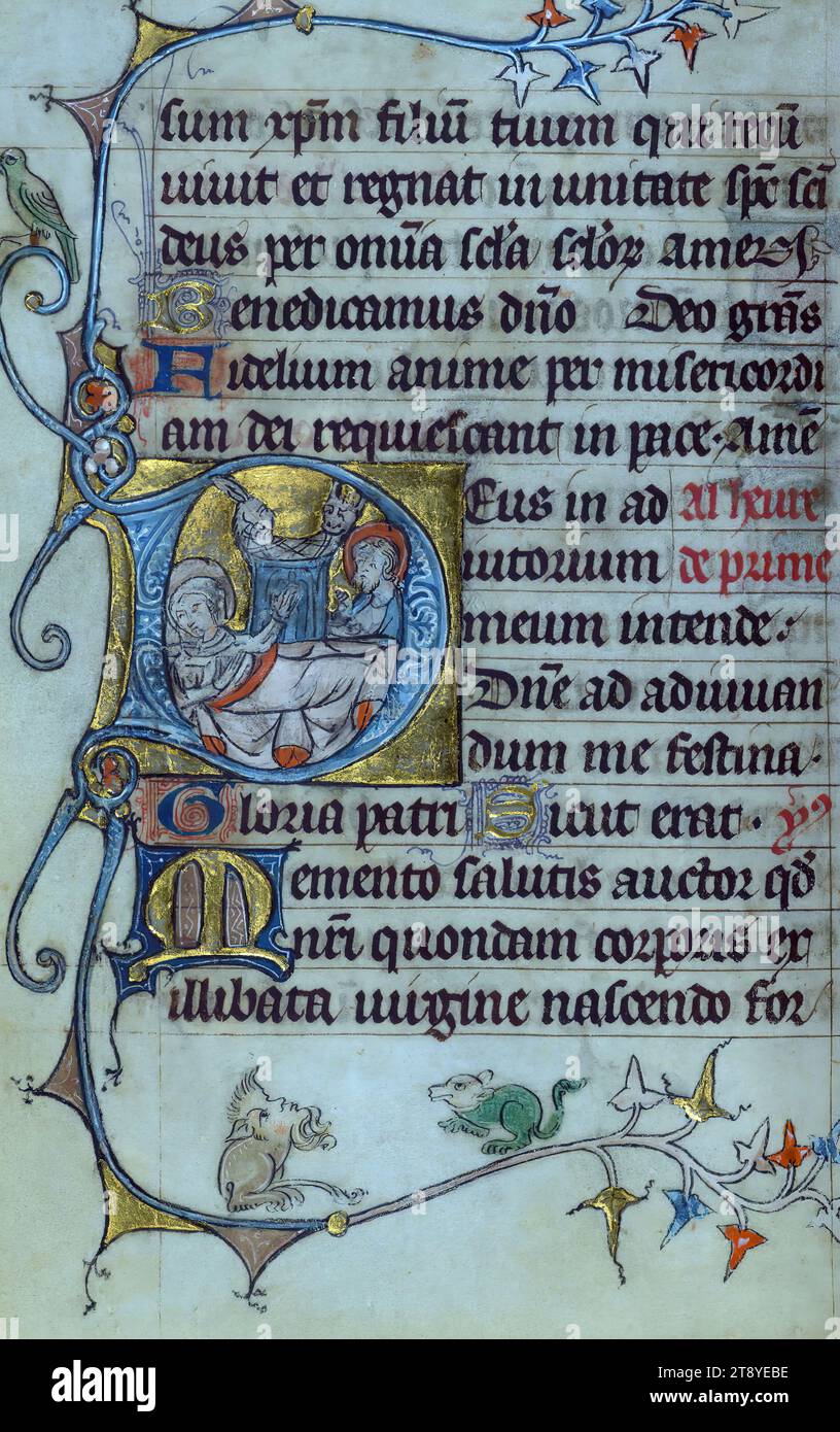 Book of Hours, Nativity, This Book of Hours was completed in 1320-30 in the region of Ghent. The presence of the Hours of the Cross attributed to Pope John (XXII, 1316-1334) is piece of evidence for dating the manuscript Stock Photo