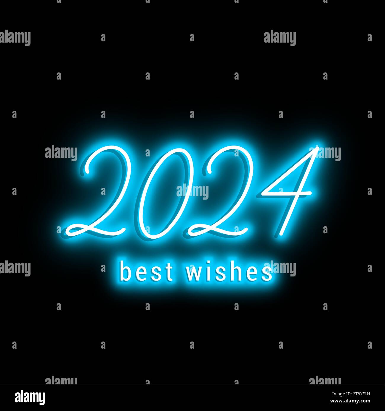 2024 - happy new year neon - best wishes neon 2024 background Stock Vector