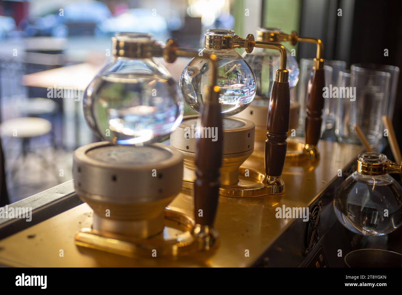 Japanese style Siphon Coffee or tea makers Stock Photo
