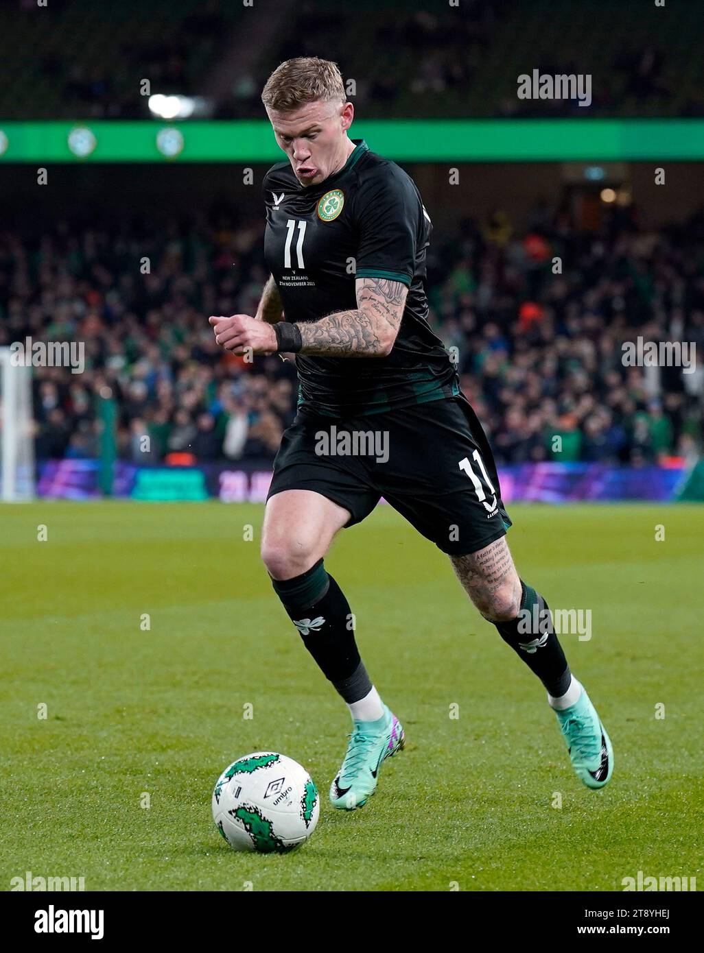 Republic of Ireland's James McClean in action during an International Friendly match at the Aviva Stadium, Dublin. Picture date: Tuesday November 21, 2023. Stock Photo