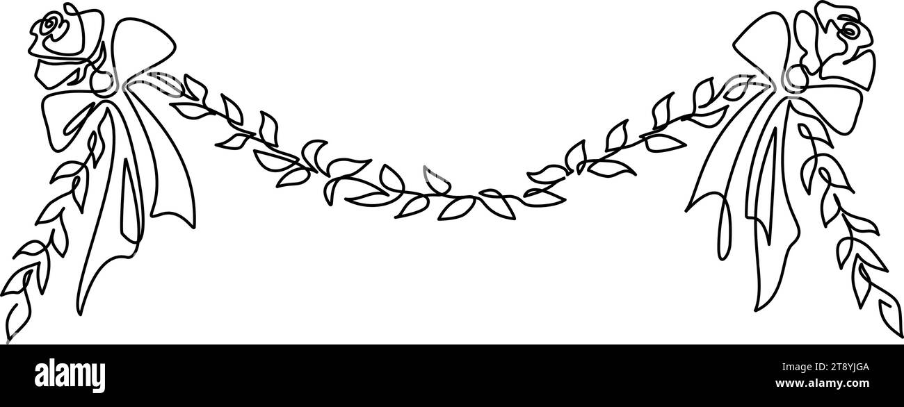 Wedding Frame of garland roses with leaves and bows Stock Vector Image