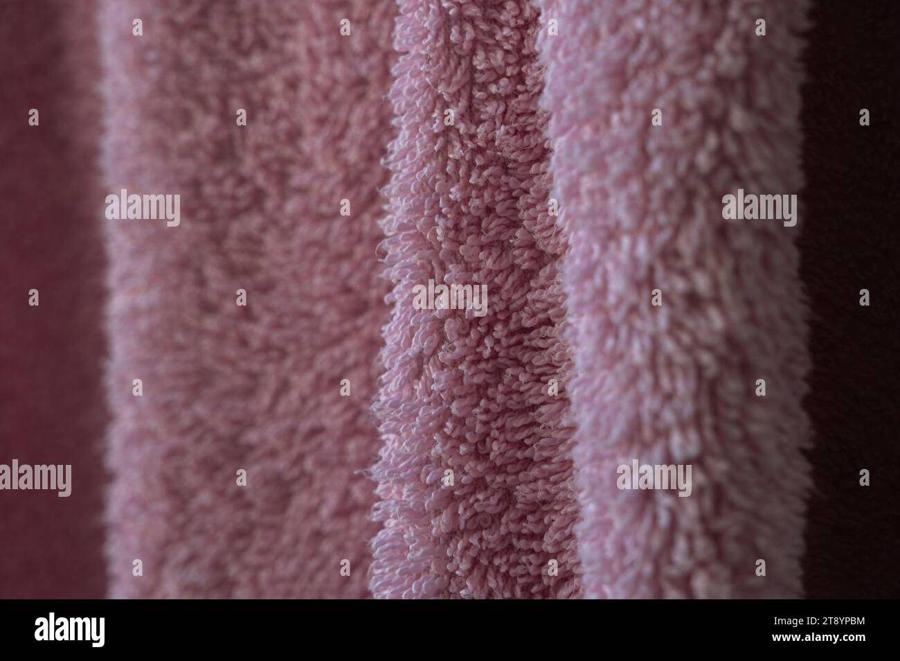 Pink bathroom towel texture close up Stock Photo