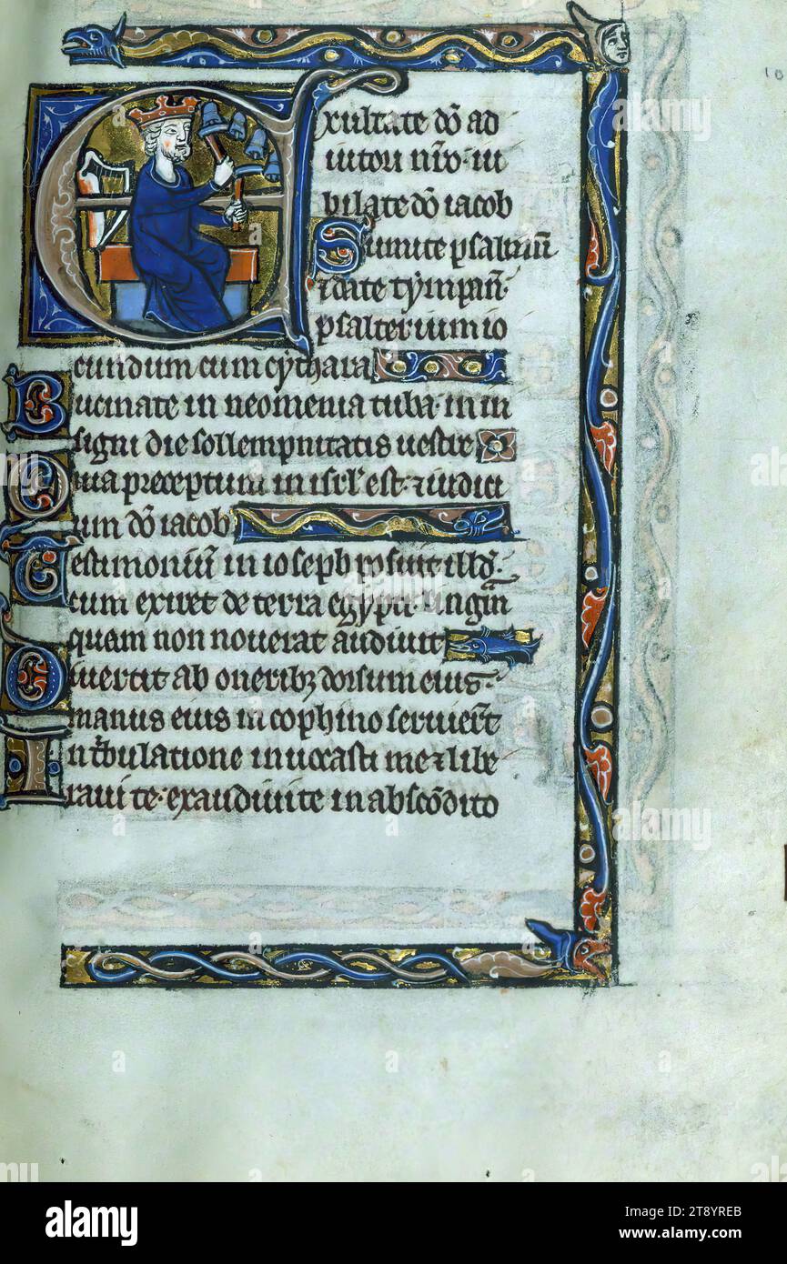 Psalter from a PsalterHours (second half in Paris), Initial 'E' with