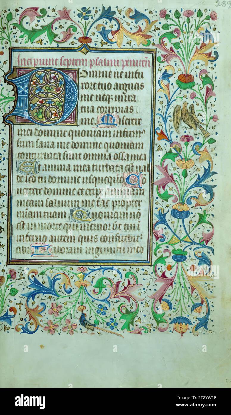 Book of Hours, Initial, Made for use in the diocese of Cambrai ca. 1450-60, this Book of Hours is extraordinary for its lavish illumination. It was likely produced by several artists within the circle of Willlem Vrelant, and the wealth of texts and images recall the richness of manuscripts by Vrelant from the same era, such as the Hours of Isabel la Católica (Biblioteca del Palacio Real, Madrid, Arm. Inf. 61) completed in Bruges ca. 1455 Stock Photo