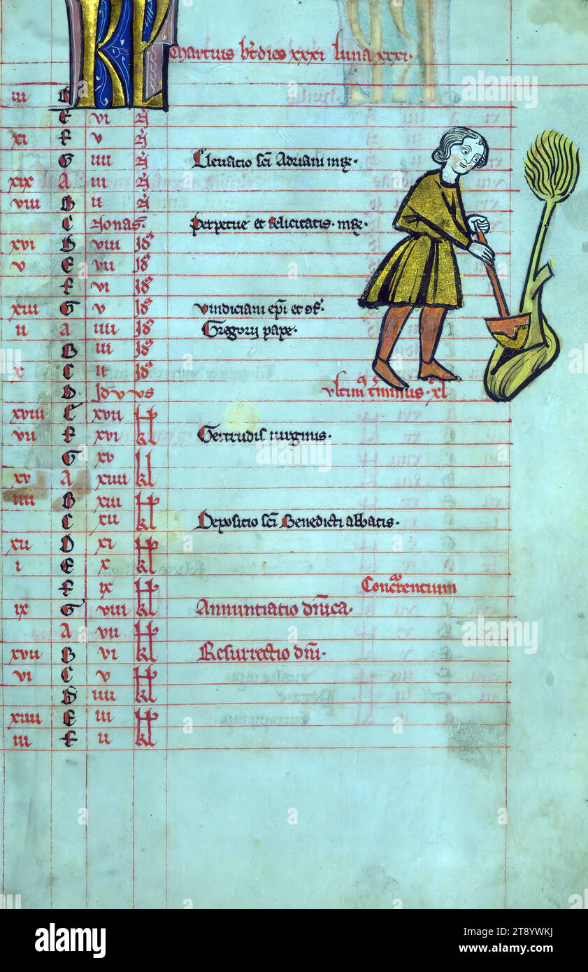 Psalter and Office of the Dead, Man digging at base of tree, Dating ...
