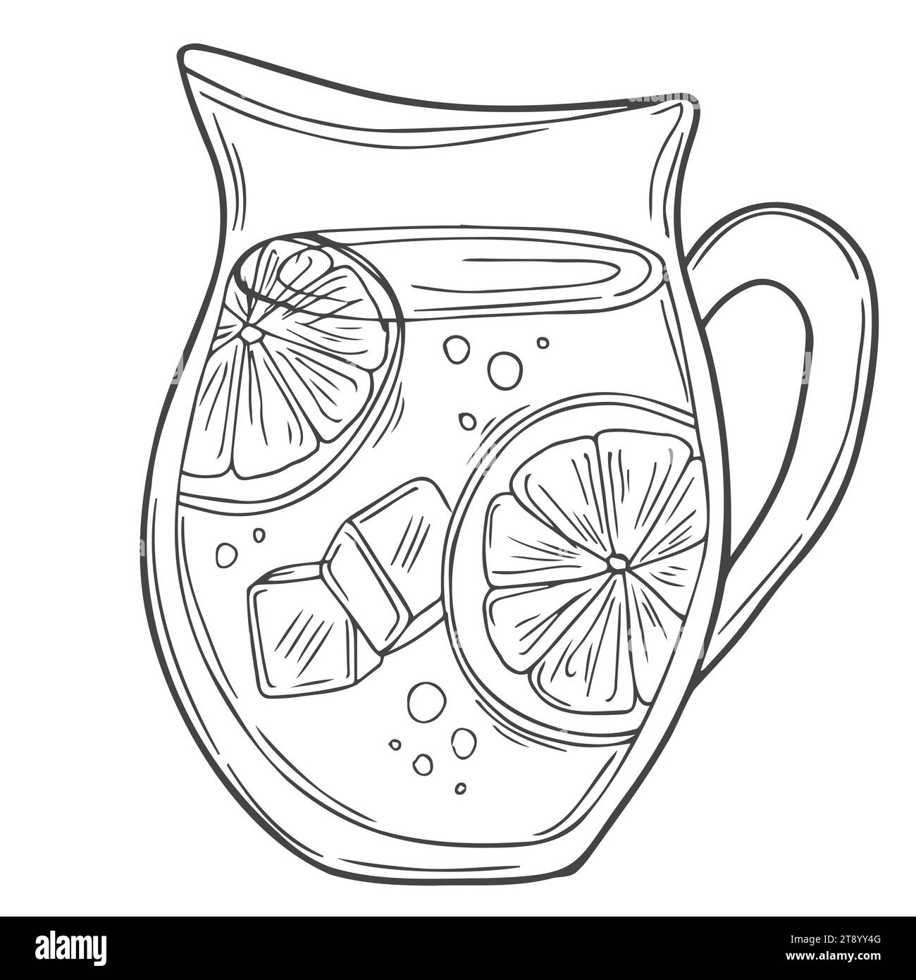 Vector illustration of a glass and a pitcher of lemonade. Stock