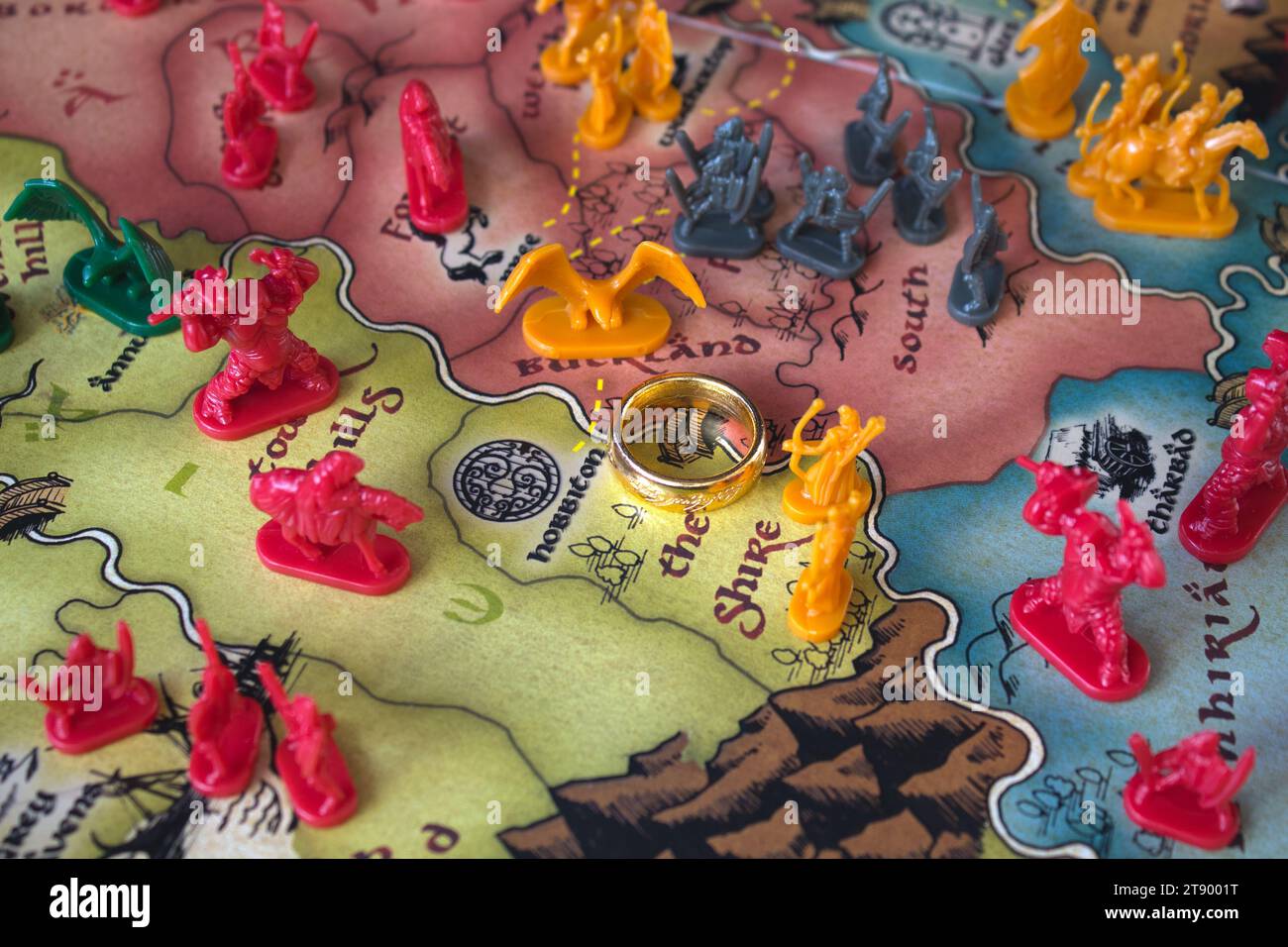 Closeup to a Lord of the Rings Risk strategy board game the shire ...