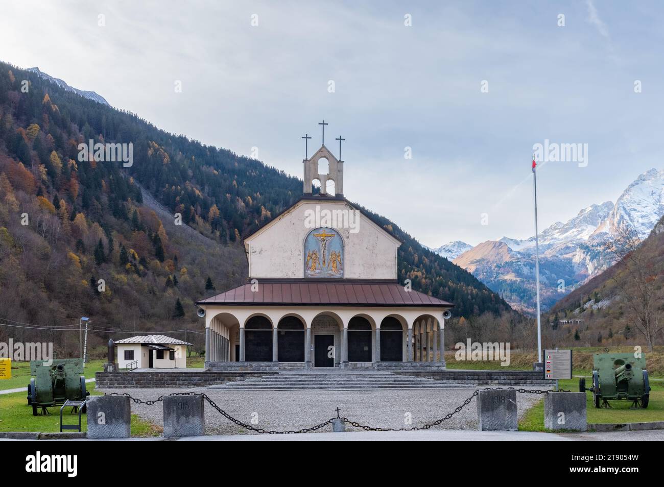 Timau, Italy (18th November 2023) - The military sacrarium with the graves of italian and austrian soldiers who fought during WW1 Stock Photo