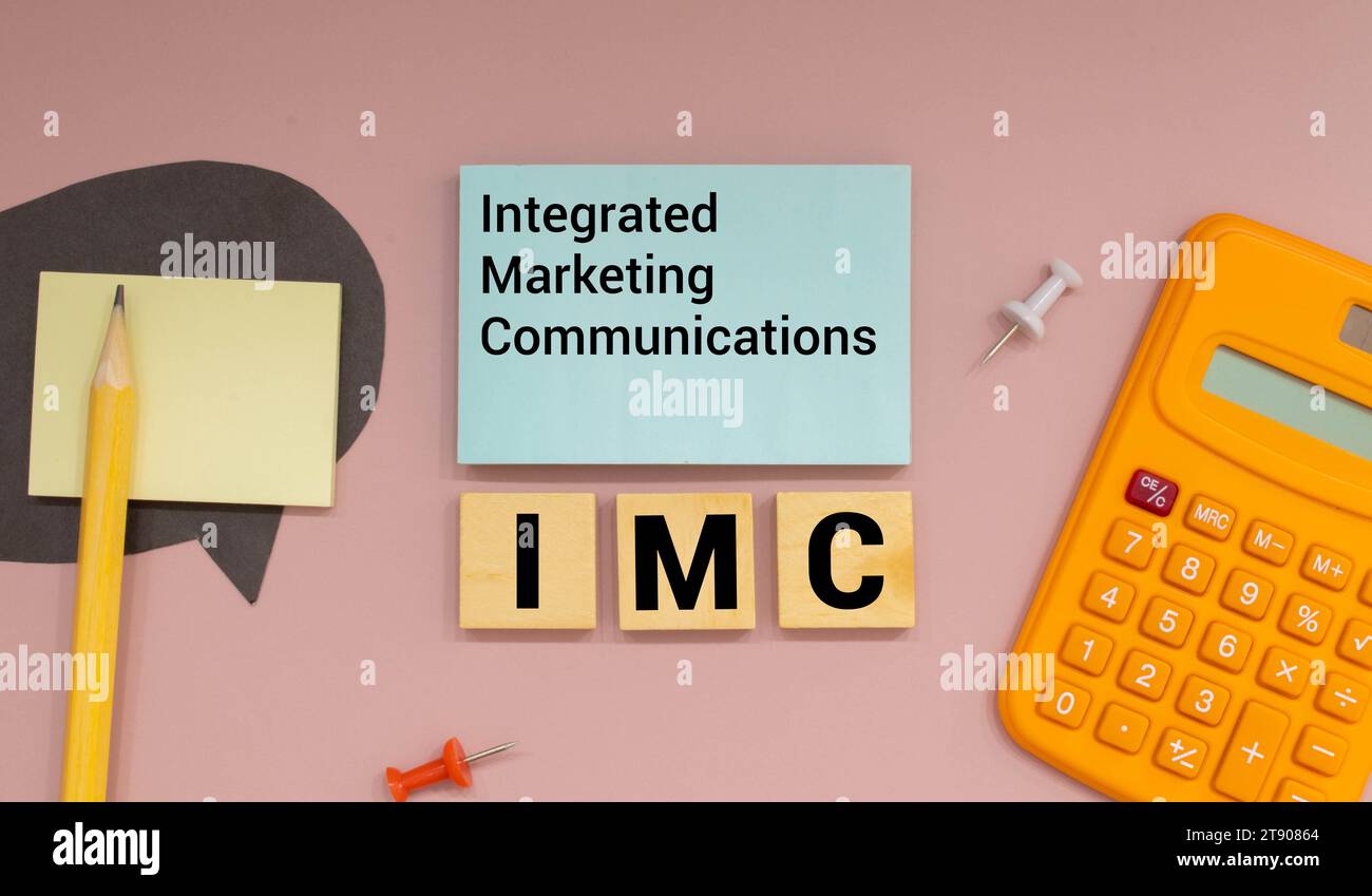 Notepad with sign integrated marketing communications IMC Stock Photo