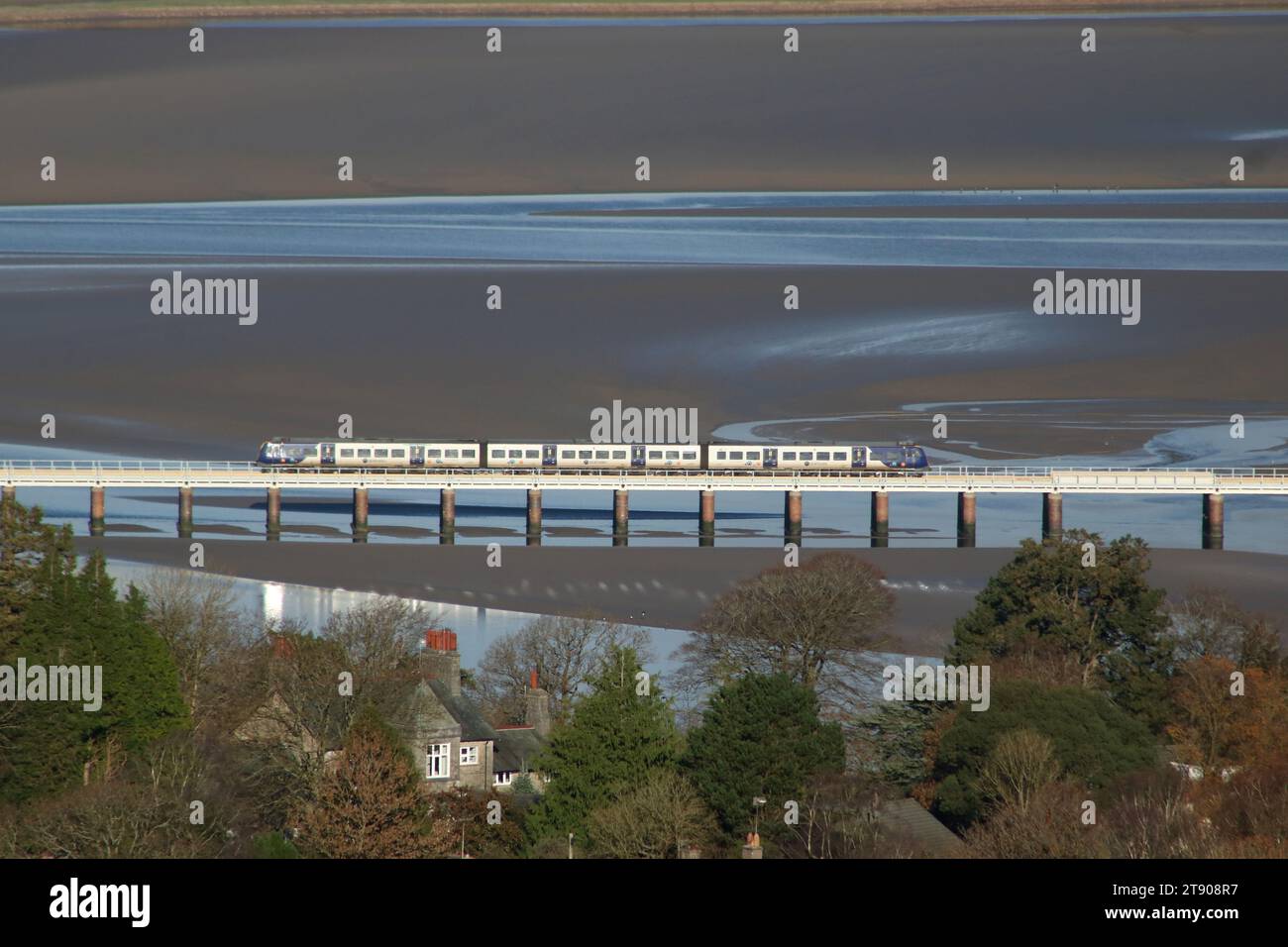 Northern trains class 195 Civity diesel multiple unit crossing Arnside ...