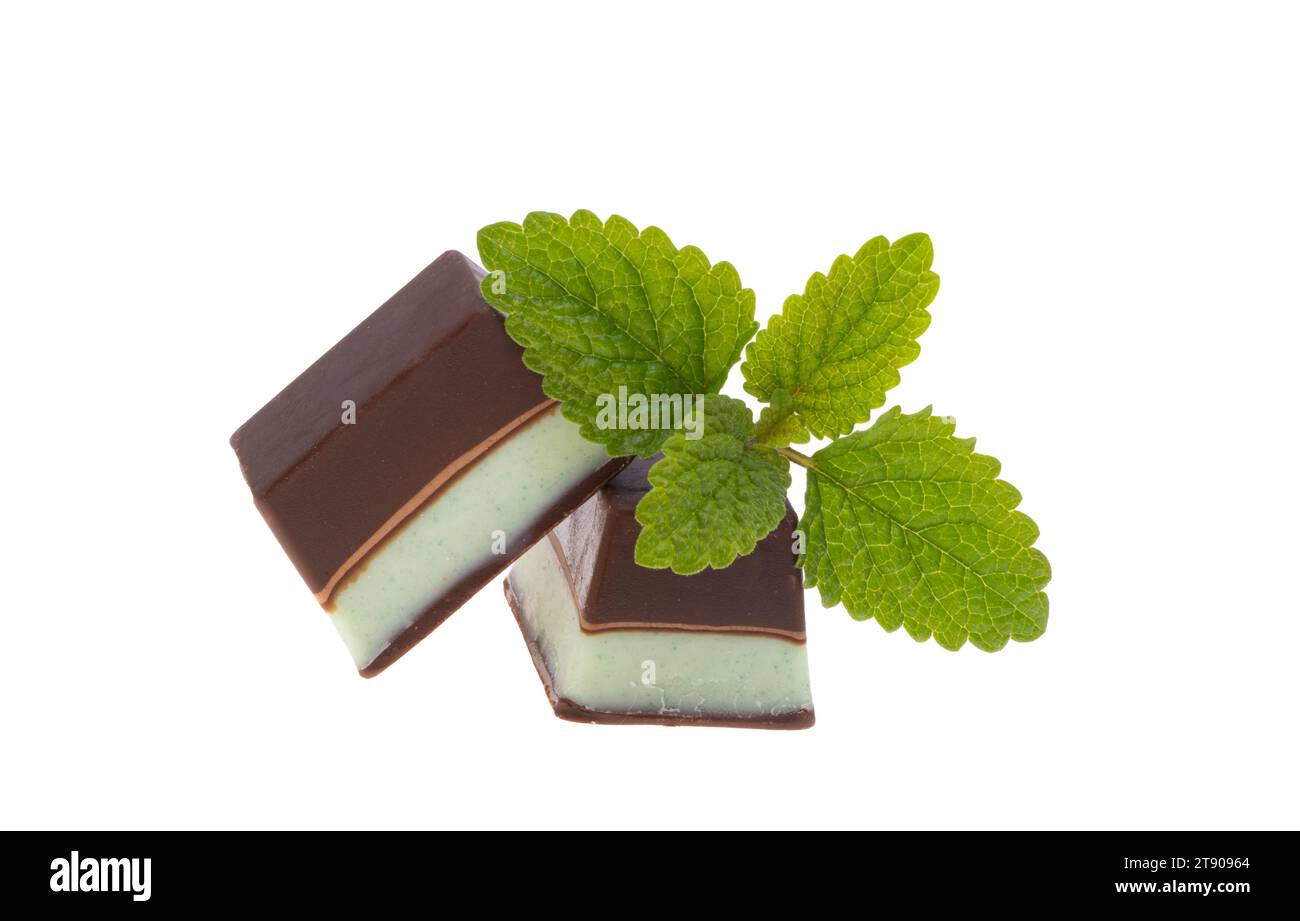 mint chocolate candies isolated on white background Stock Photo - Alamy