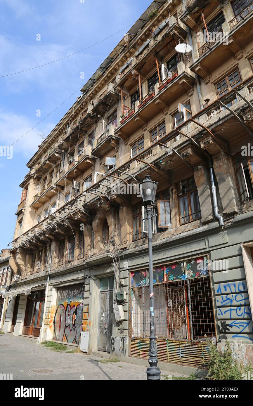 Partly derelict building, Strada Franceză, Old Town, Historic Centre, Bucharest, Municipality of Bucharest, Romania, Europe Stock Photo