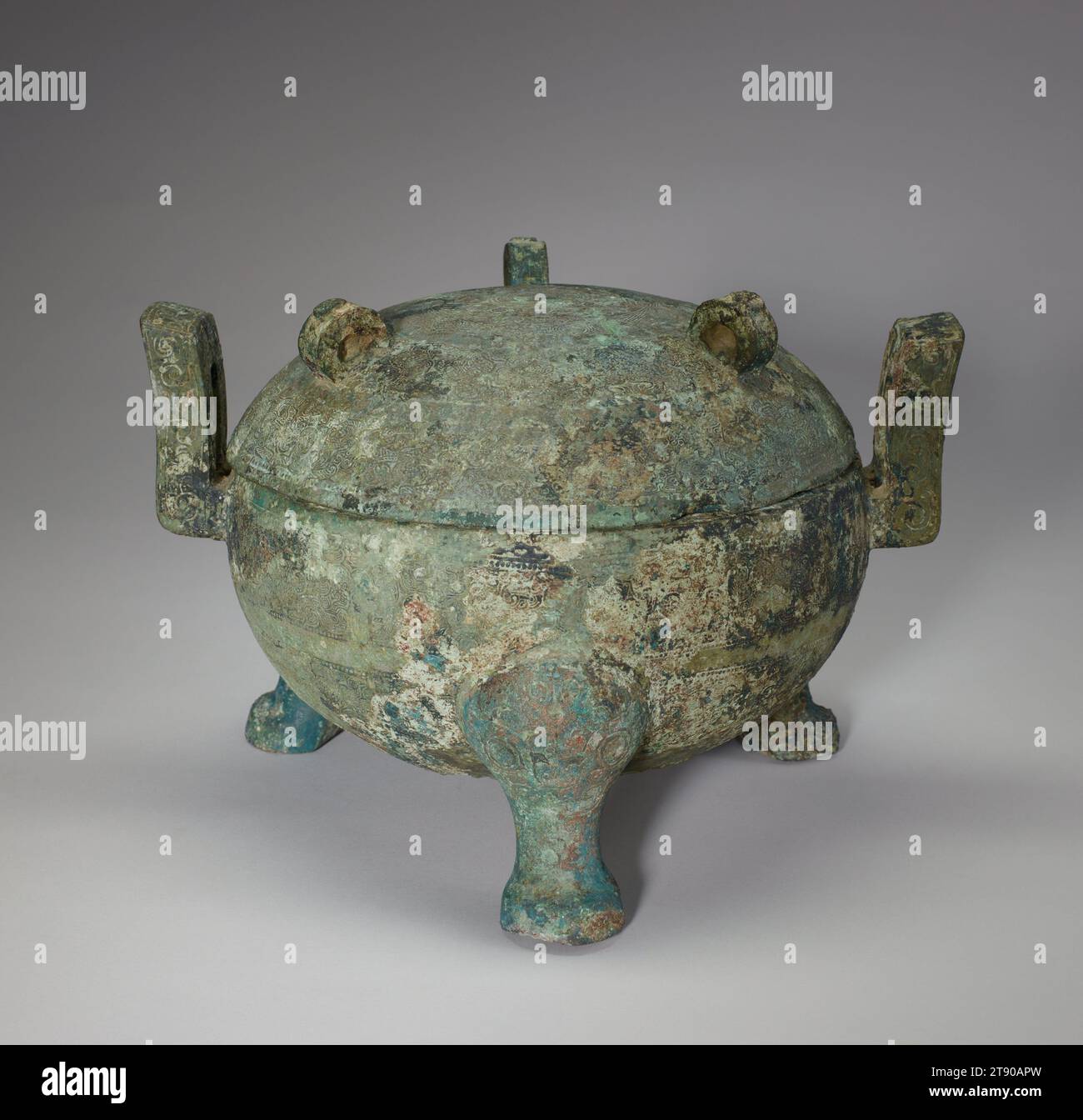 A Chinese Archaic Ding Style Bronze Covered Vessel A Chinese Archaic Ding Style Bronze Covered Vessel