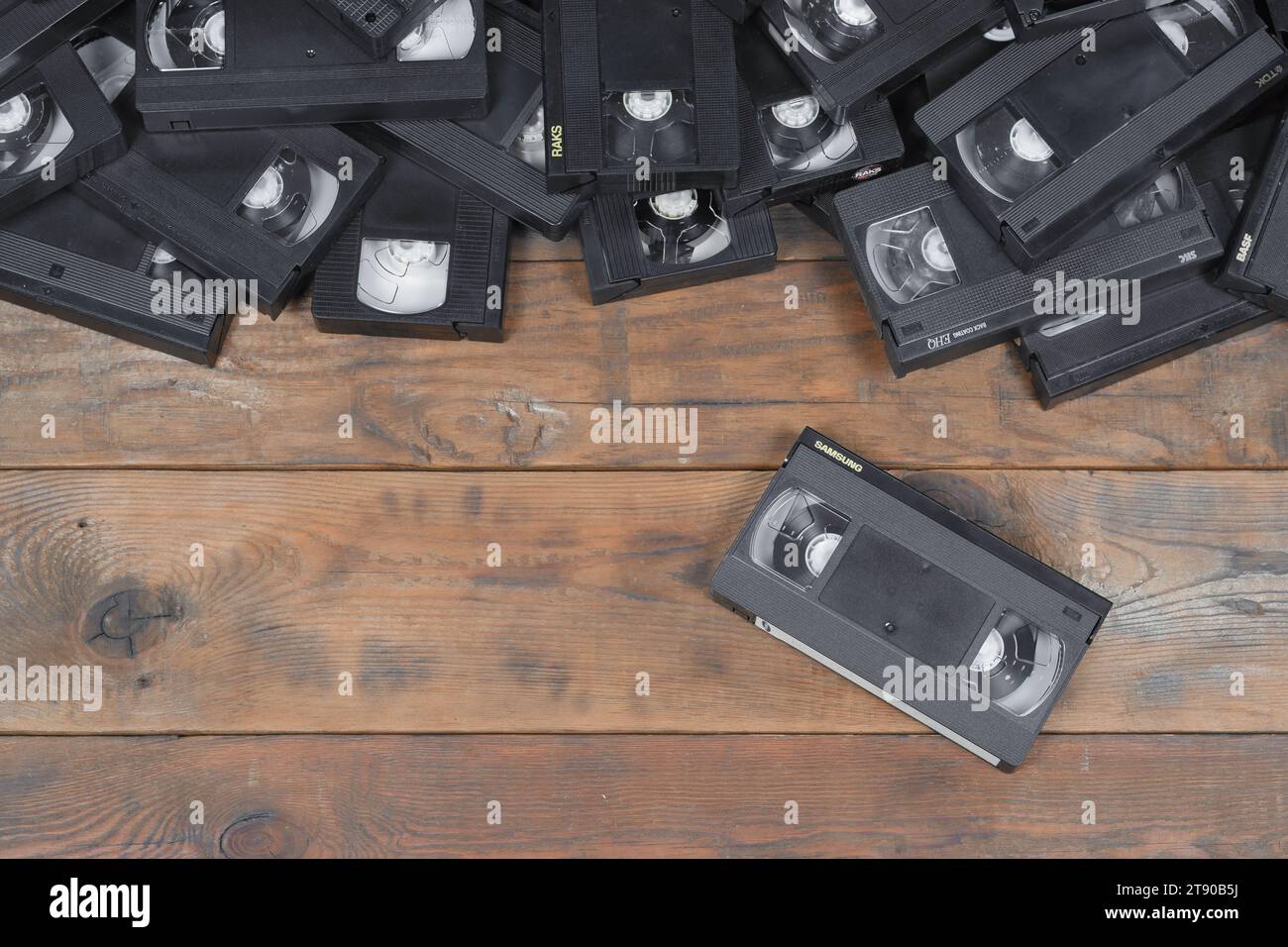 KYIV, UKRAINE 4 MAY, 2023 Video tape on colored background, VHS