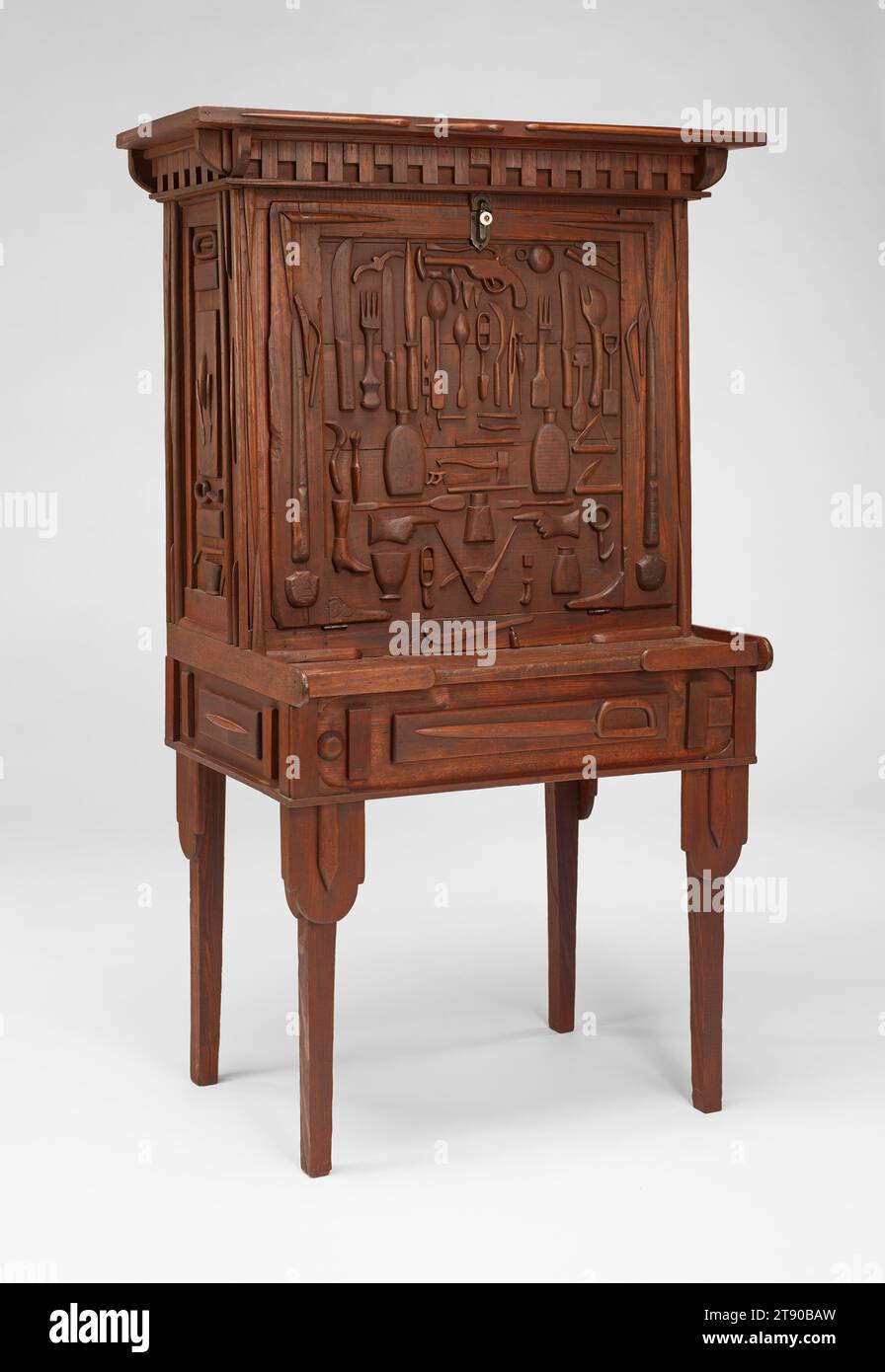 Writing desk, c. 1870, Attributed to William Howard, American (born Africa), American (born Africa about 1805) active until c. 1870, 60 3/4 x 29 7/8 x 23 11/16 in. (154.31 x 75.88 x 60.17 cm), Yellow pine, tobacco box and cotton crate wood, United States, 19th century, William Howard was born in Africa and lived and worked at Kirkwood Plantation in Madison County, Mississippi, first as an enslaved man and then, after the Civil War (1861–65), as a free man. This desk was handed down through an African American family, along with the story of William Howard as its maker Stock Photo