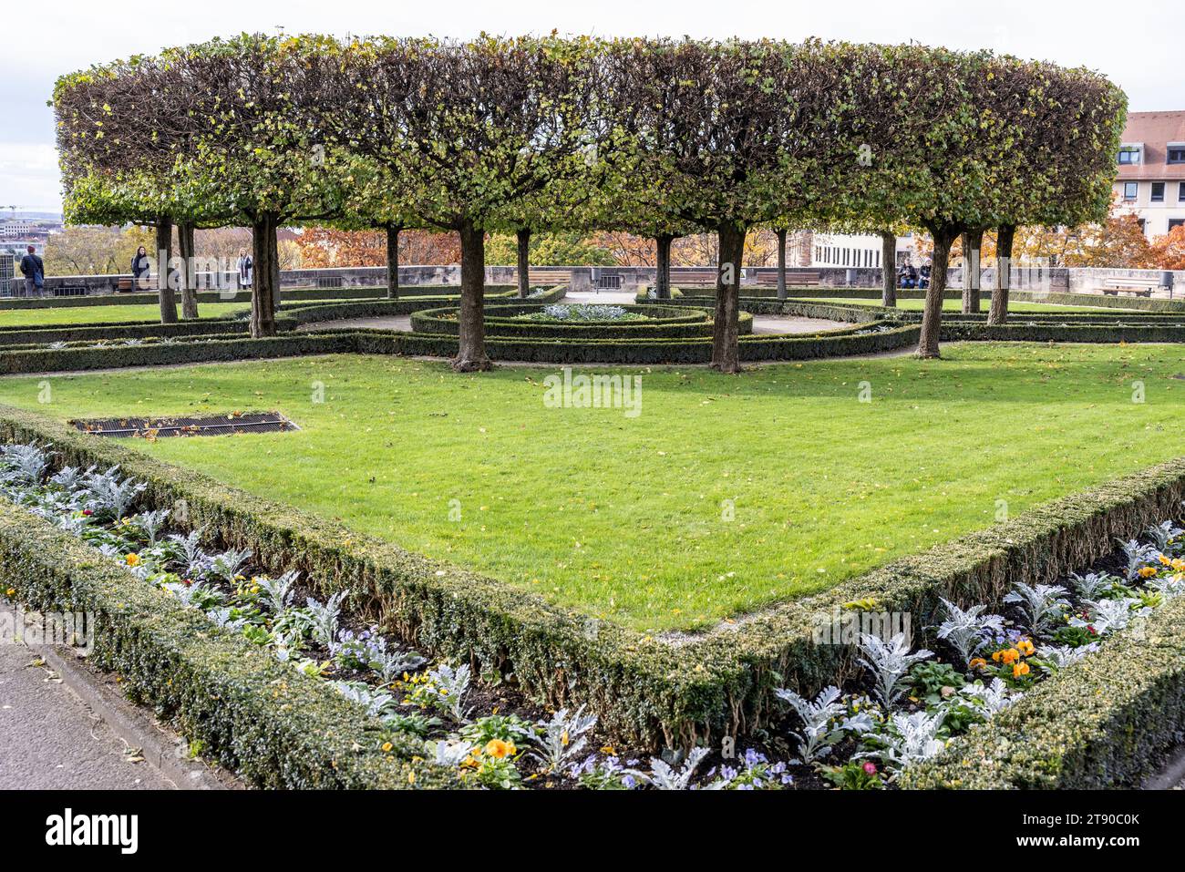 Garden of the Lower Bastion, Kaiserburg, Nuremberg, Germany Stock Photo