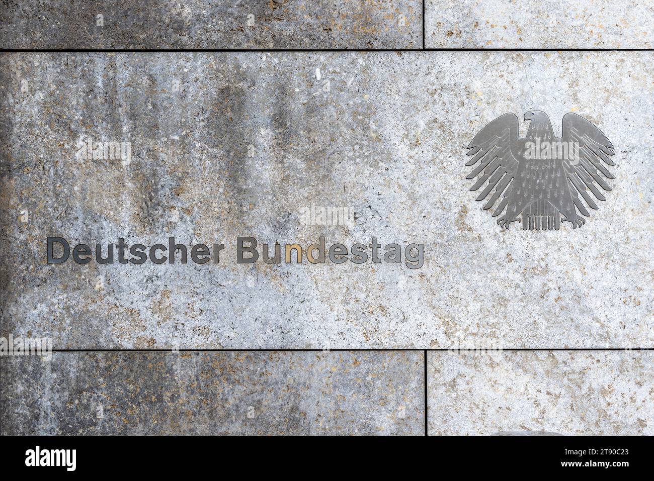 Sign at Entrance to the Jakob-Kaiser-Haus offices of the Bundestag, Wilhelmstrasse, Berlin, Germany Stock Photo