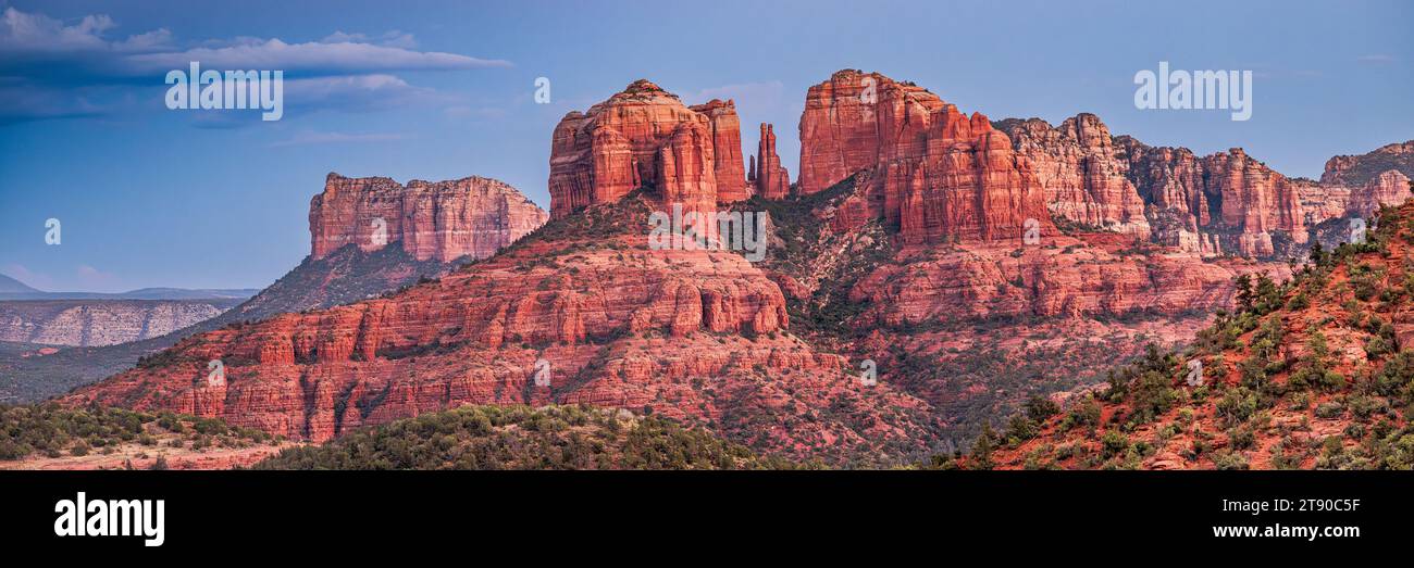 Cathedral rock in a Sedona mountain landscape - Arizona red rocks hiking in Red Rock State Park Stock Photo