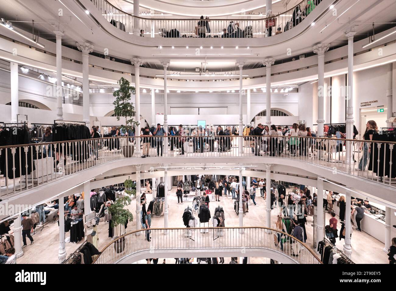 Rome, Italy November 4 2023 Interior view of Zara store in Via del
