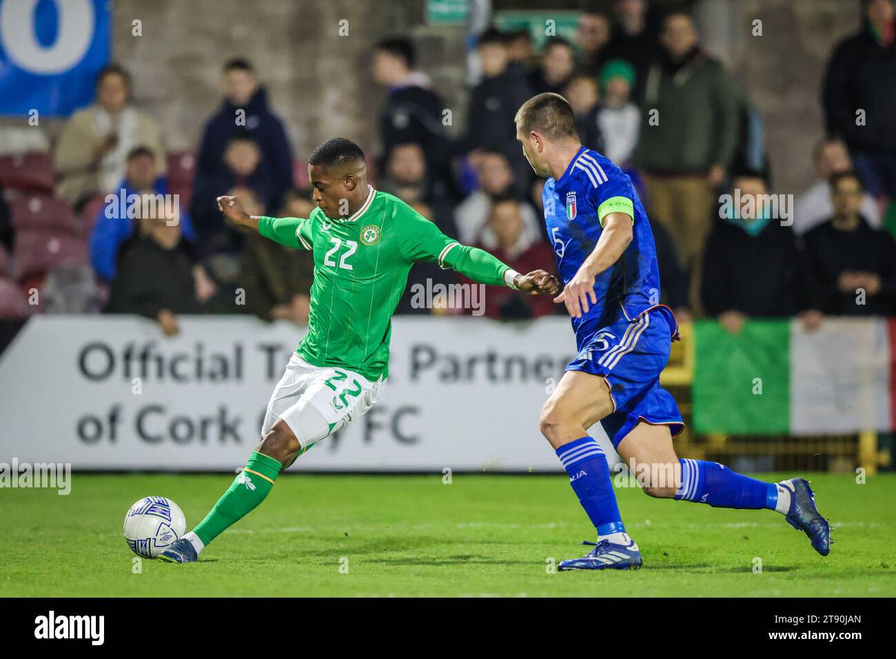 Cork, Ireland. November 21st, 2023, Cork, Ireland Aidomo Emakhu at the UEFA Under 21