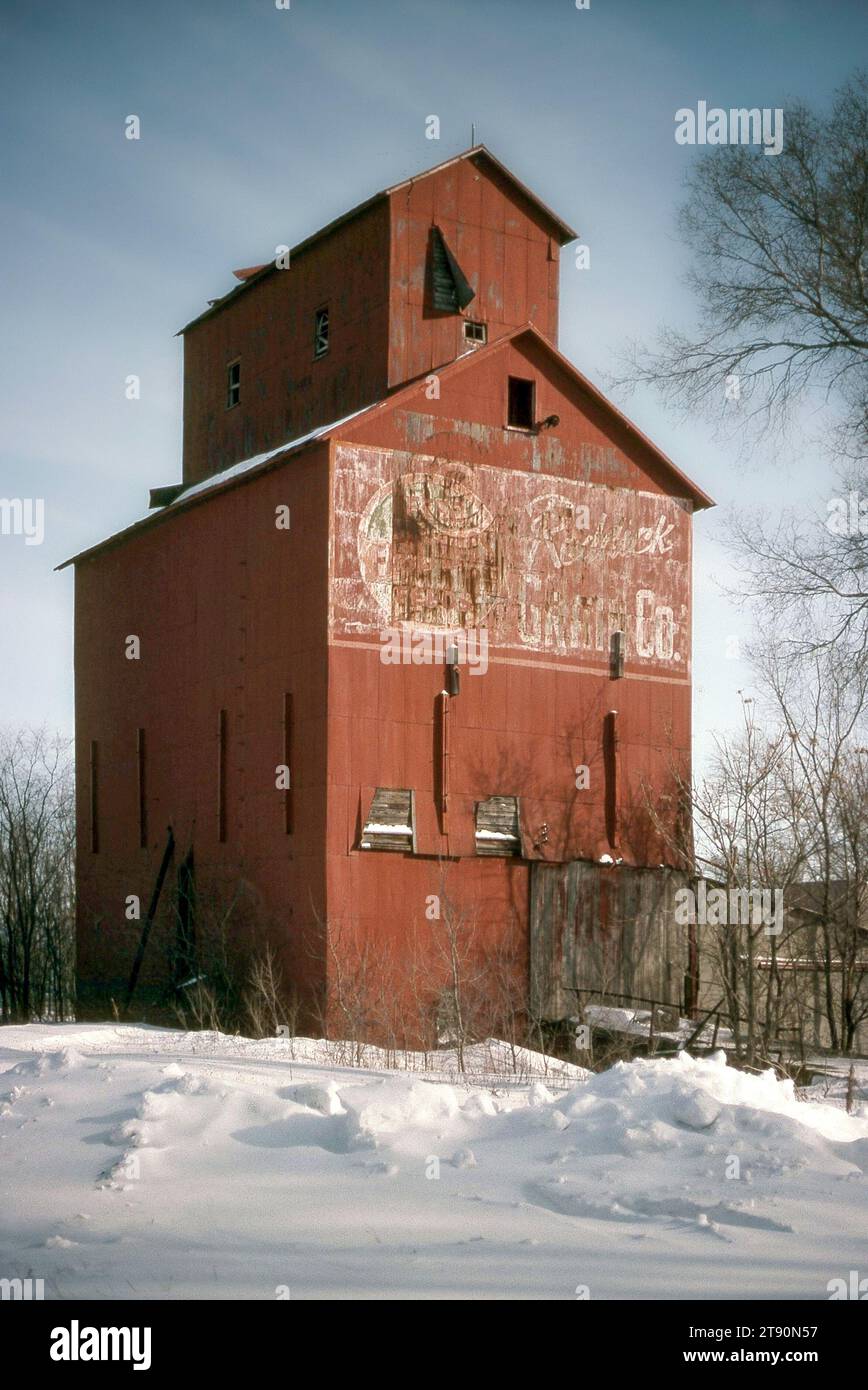wooden grain elevatorson the prairie Stock Photo