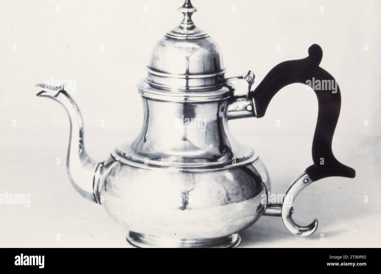 Teapot, c. 1730-1740, Adrian Bancker, American, 1703 - 1772, 7 1/2 x 7 1/2 in. (19 x 19.05 cm), Silver, ebony, United States, 18th century Stock Photo