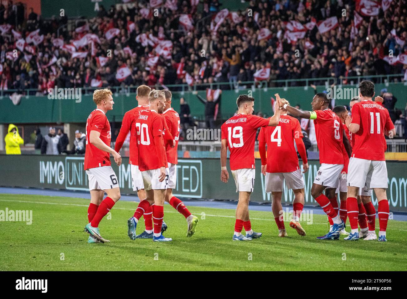 Vienna, Austria 21 November 2023 Goal celebration after Marcel Sabitzer