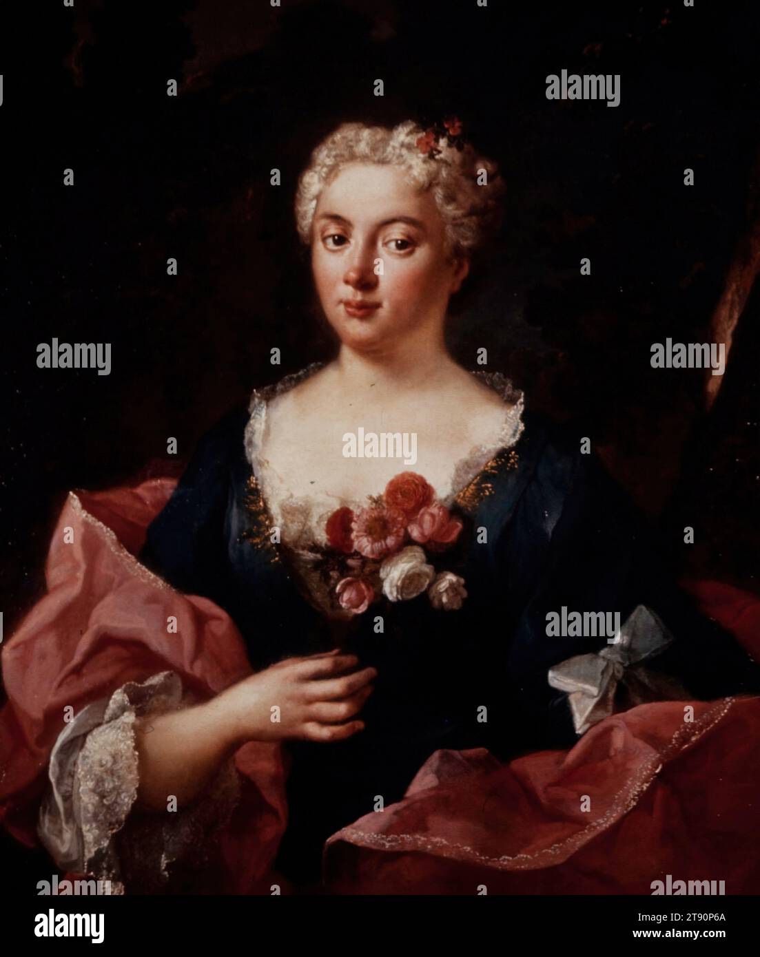 Portrait of Faustina Bordoni, 1738-1740, Count Ludovico Mazzanti, Italian (Rome), Italian (Rome), 1679 - 1775, 43 7/8 x 37 3/8 x 3 1/2 in. (111.44 x 94.93 x 8.89 cm) (outer frame), Oil on canvas, Italy, 18th century Stock Photo