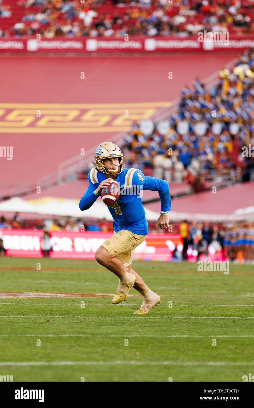 UCLA Bruins quarterback Ethan Garbers (4) rolls out to pass during an ...