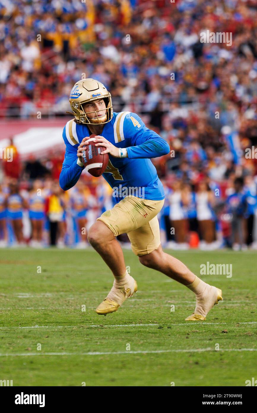 UCLA Bruins quarterback Ethan Garbers (4) rolls out to pass during an ...