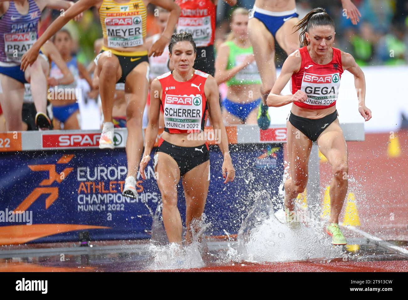 Luiza Gega (Albania). 3000 steeplechase Gold Medal. European Championships Munich 2022 Stock Photo