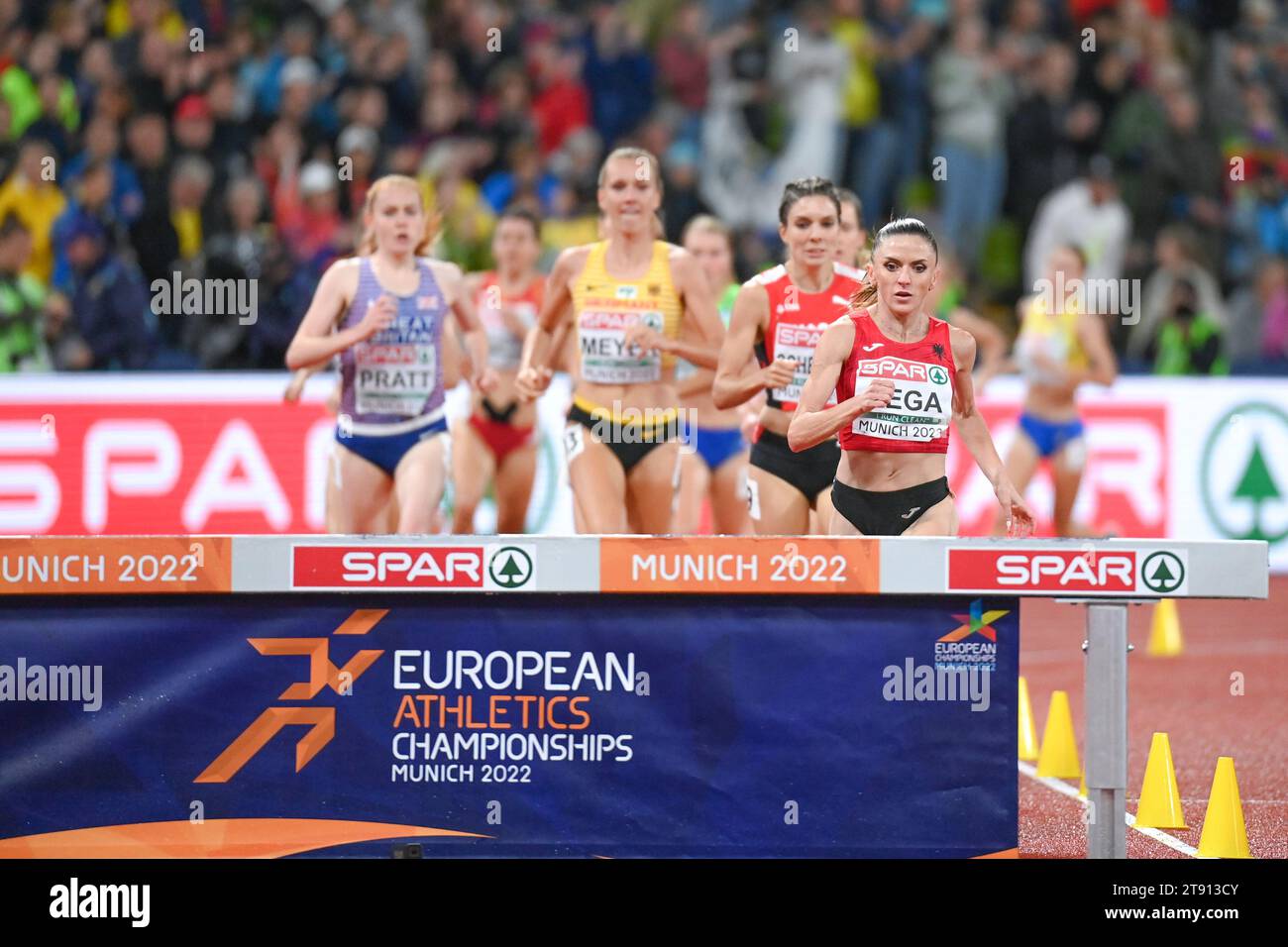 Luiza Gega (Albania). 3000 steeplechase Gold Medal. European Championships Munich 2022 Stock Photo
