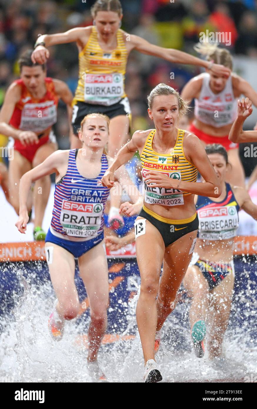 Lea Meyer (Germany). 3000 steeplechase Silver Medal. European Championships Munich 2022 Stock Photo