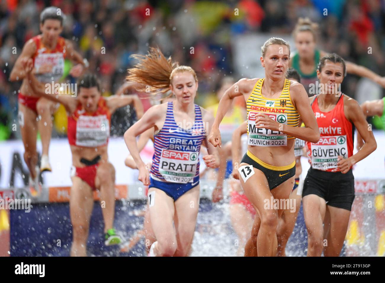 Lea Meyer (Germany). 3000 steeplechase Silver Medal. European Championships Munich 2022 Stock Photo