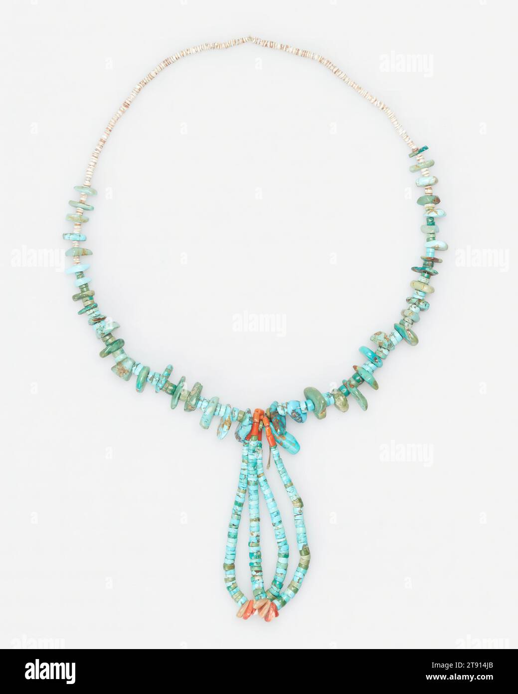 Necklace, 20th century, 12 3/4 in. (32.4 cm), Heishi, turquoise, shell, United States, 20th century Stock Photo