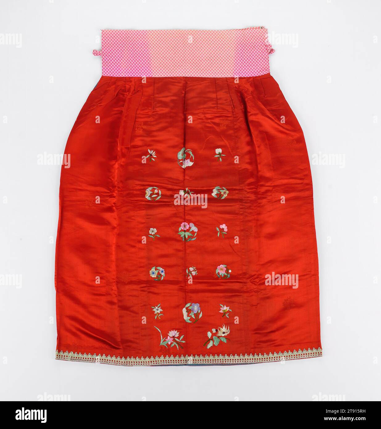 Woman's Festive Wrap Around Skirt, mid 20th century, 36 x 28 1/4 in. (91.44 x 71.8 cm), Silk, cotton, embroidery, China, 20th century Stock Photo