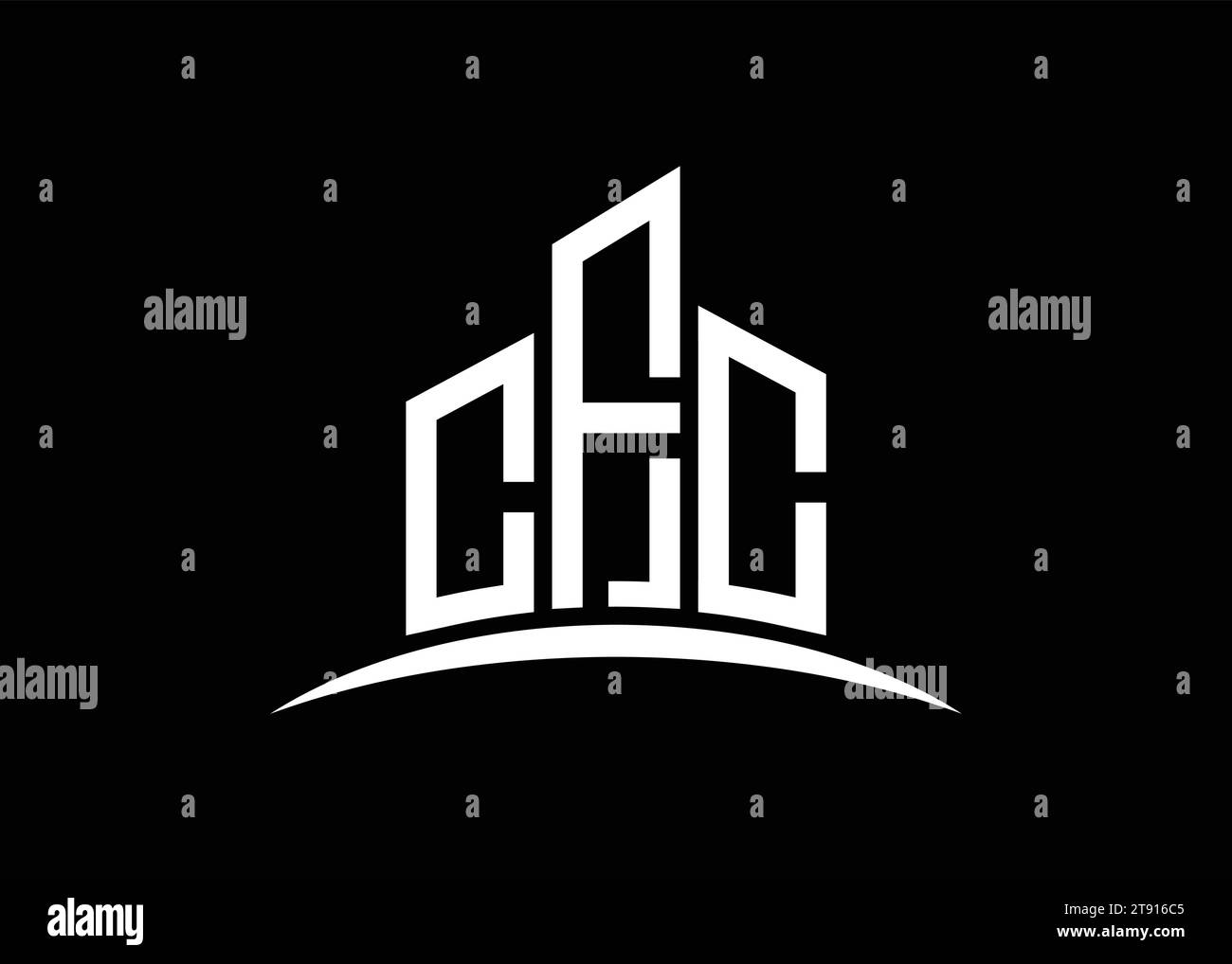 Letter CFC building vector monogram logo design template. Building