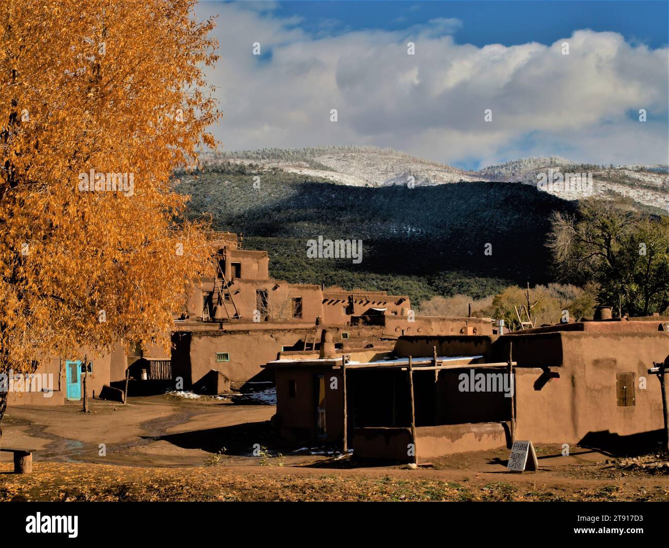 Overview of Taos Pueblo New Mexico Stock Photo