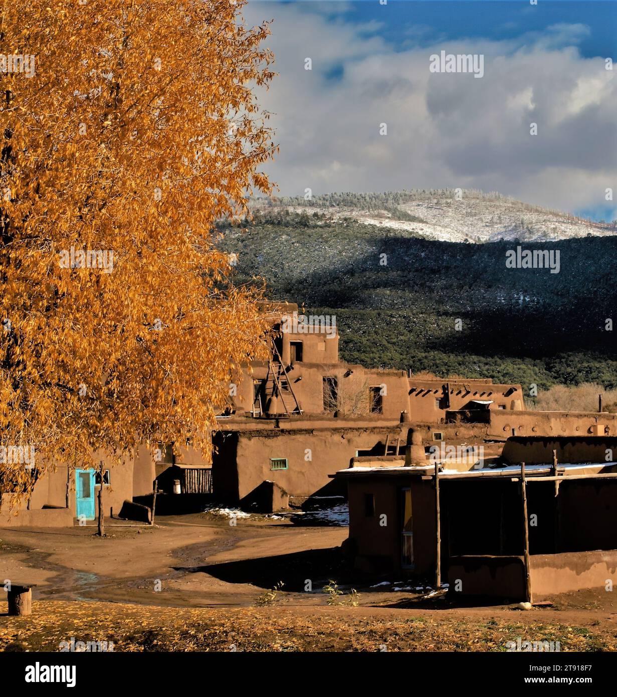 Taos Pueblo New Mexico community in autumn Stock Photo