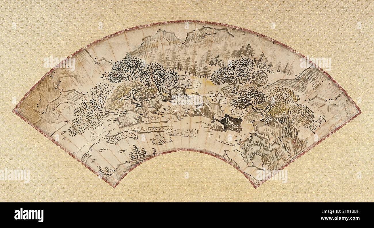Country Retreat in Early Summer, 18th century, Ike Taiga, Japanese, 1723 - 1776, 9 1/2 × 19 1/2 in. (24.13 × 49.53 cm) (image)41 5/8 × 23 1/4 in. (105.73 × 59.06 cm) (mount, without roller), Ink on paper (hanging scroll), Japan, 18th century Stock Photo