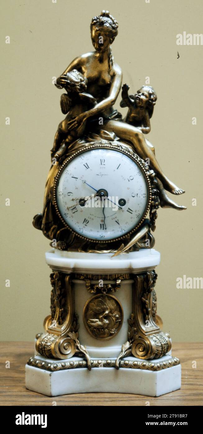 Mantle clock, c. 1770, Jeann-Antoine Lepine, French, 1720 - 1814, 16 1/2 in. (41.91 cm), Marble, ormulu, France, 18th century Stock Photo