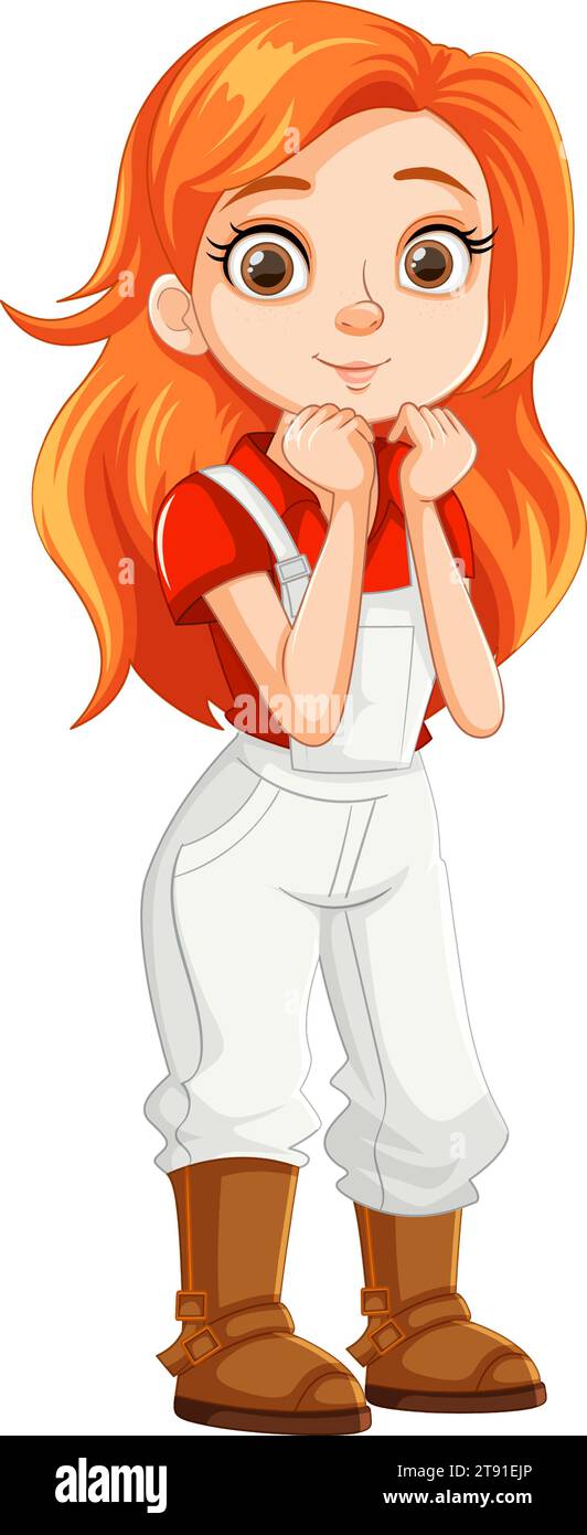 A beautiful woman farmer in overalls, standing and smiling Stock Vector ...