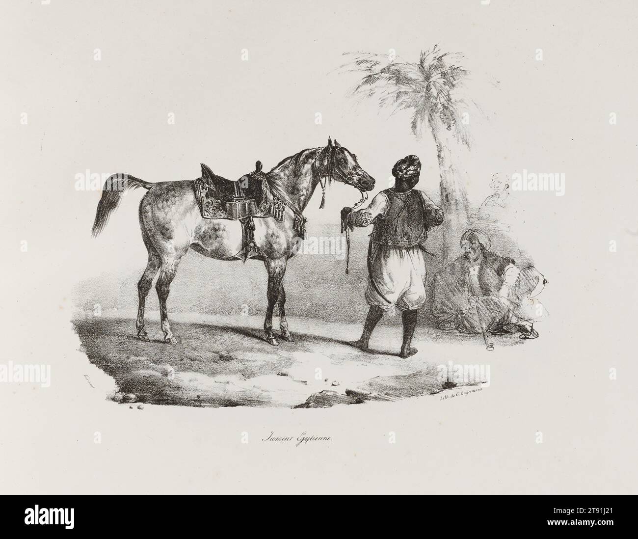 Jument Egyptienne, 1822, Jean Louis André Théodore Géricault, French, 1791 - 1824, 7 1/2 x 9 1/4 in. (19.05 x 23.5 cm) (image), Lithograph, France, 19th century Stock Photo