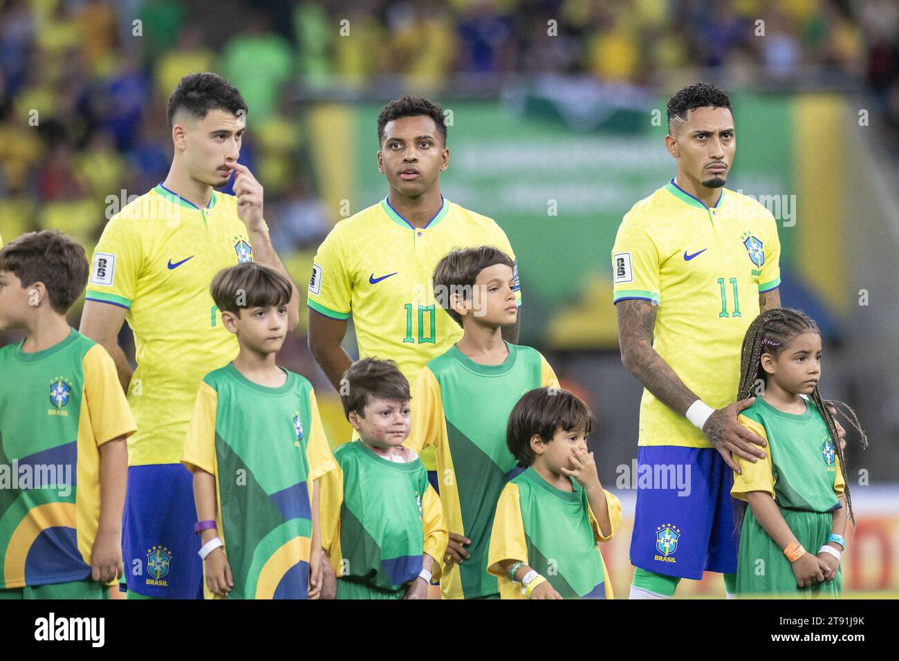 Rio De Janeiro, Brazil. 21st Nov, 2023. RIO DE JANEIRO, BRAZIL - NOVEMBER 21: Rodrygo of Brazil looks on before a match between Brazil and Argentina as part of 2026 FIFA World Cup South American Qualification at Maracana Stadium on November 21, 2023 in Rio de Janeiro, Brazil. (Photo by Wanderson Oliveira/PxImages) Credit: Px Images/Alamy Live News Stock Photo
