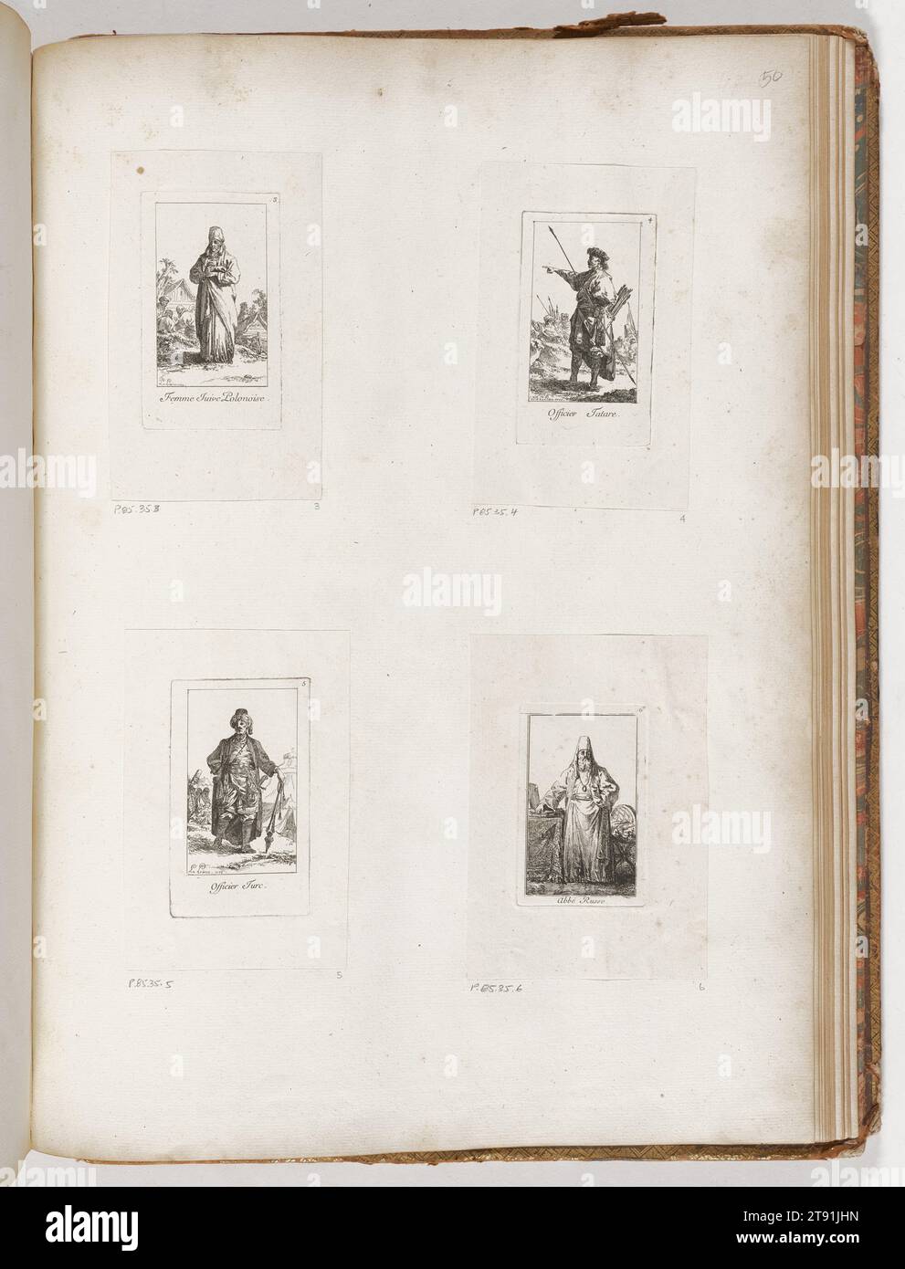 Tartar Officer, 1765, Jean-Baptiste Le Prince, French, 1734 - 1781, 3 1/2 x 2 1/16 in. (8.89 x 5.24 cm) (image)4 1/2 x 2 9/16 in. (11.43 x 6.51 cm) (plate)6 9/16 x 4 1/8 in. (16.67 x 10.48 cm) (sheet), Etching, France, 18th century Stock Photo