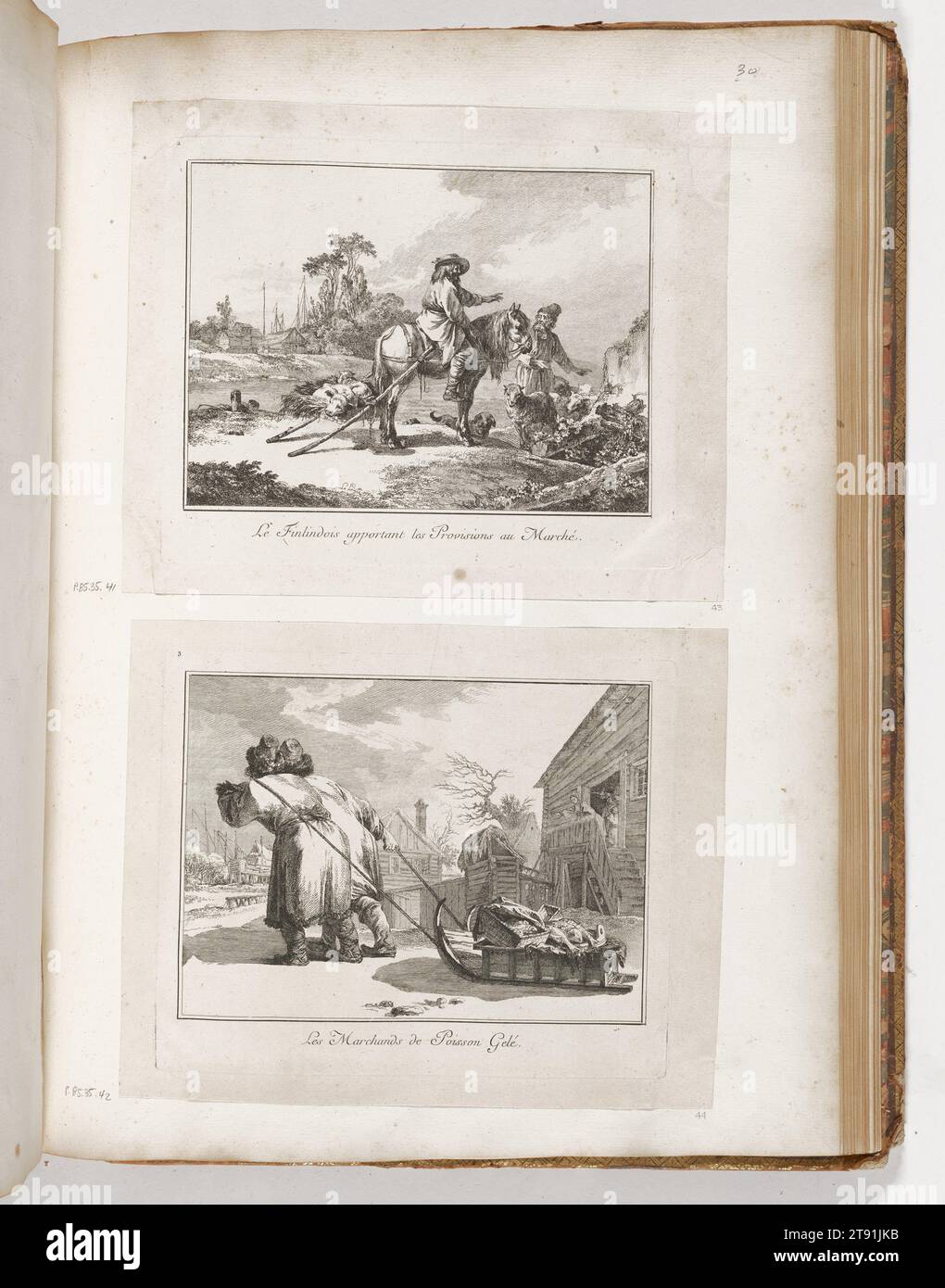 Finn Bringing Goods to the Market, 1765, Jean-Baptiste Le Prince, French, 1734 - 1781, 6 1/2 x 8 3/4 in. (16.51 x 22.23 cm) (image)8 x 9 1/2 in. (20.32 x 24.13 cm) (plate)9 1/4 x 11 3/8 in. (23.5 x 28.89 cm) (sheet), Etching, France, 18th century Stock Photo